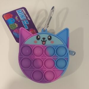 Bubble Pop Mini Zip Purse Happy Cat Blue Pink Kids Fidget Toy NWT